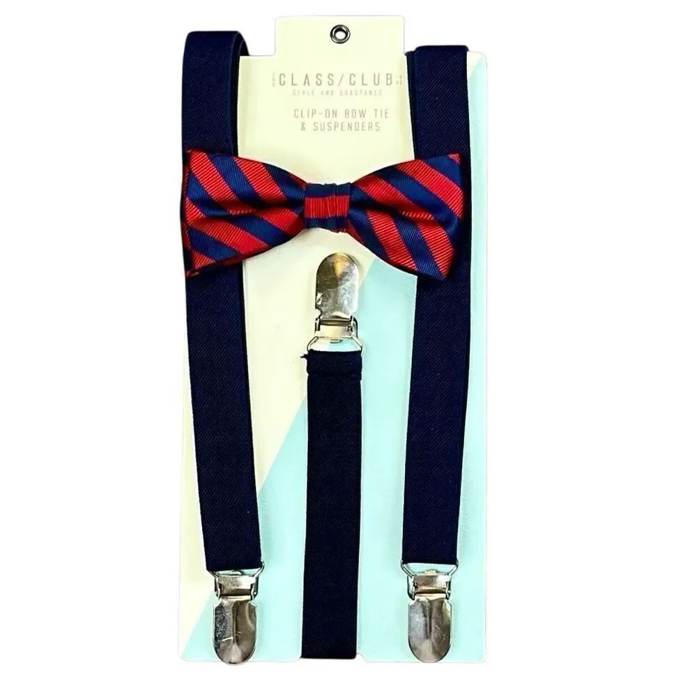 The Class Club Boys Clip-on Bow Tie & Suspenders